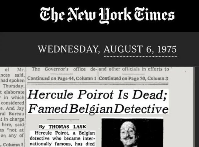 50 anni dalla morte di Hercule Poirot: il detective immaginario che si è guadagnato un vero necrologio sul New York Times