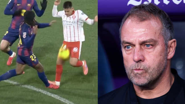 Il Barcellona si lamenta di un fallo su Koundé poco prima del gol del Girona: "L'avete visto tutti", dice Hansi Flick