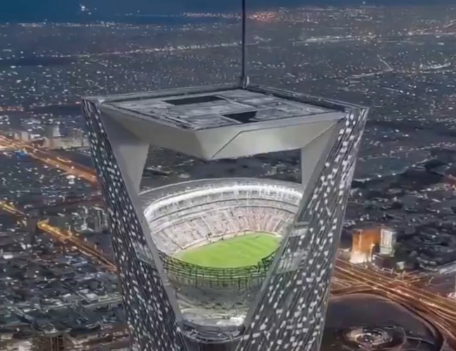 L'Arabia Saudita svela i piani per costruire uno stadio di calcio in cima a un grattacielo di 350 metri