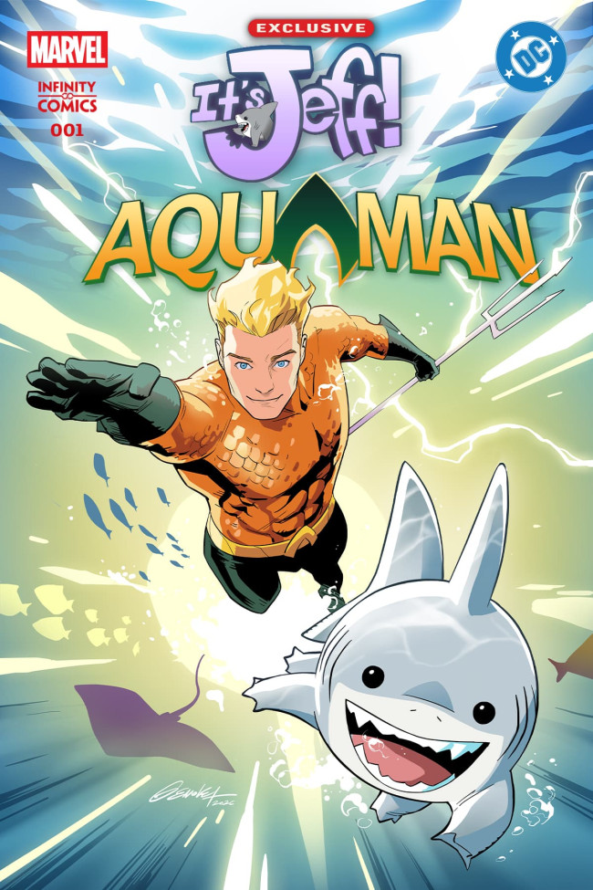 Aquaman si allea con Jeff the Land Shark nell'ultimo fumetto Marvel Infinity