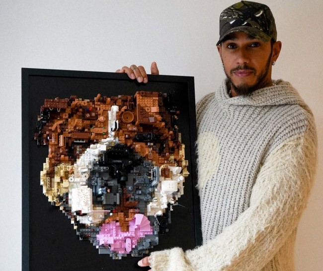 Lewis Hamilton toccato dal bellissimo ritratto LEGO di Roscoe realizzato da due fan