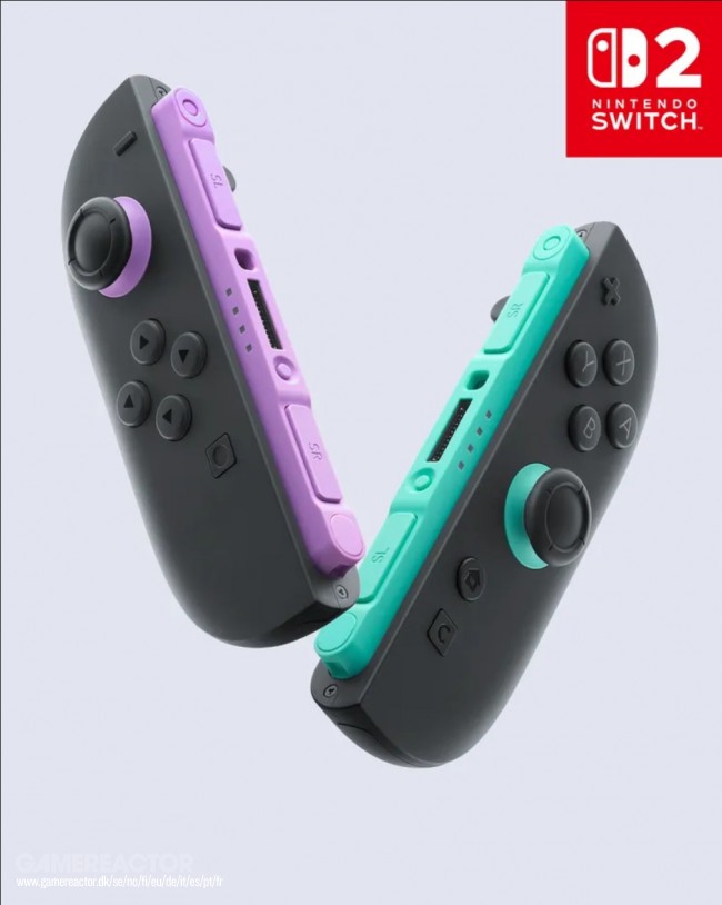 Nintendo introduce i controller Joy-Con 2 viola chiaro (L) e verde chiaro (R) per Switch 2