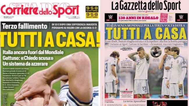 "Tutti a casa": La stampa italiana reagisce alla catastrofe dei Mondiali e conosce il vero colpevole
