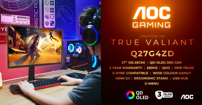 Questo è il nuovo monitor AOC GAMING Q27G4ZD l'ultima tecnologia QD-OLED di terza generazione